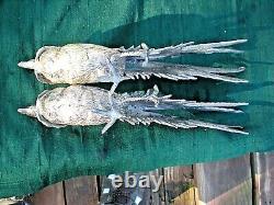 Antique/Vintage Pair of Brass/Spelter Male/Female Pheasants, Excellent Condition