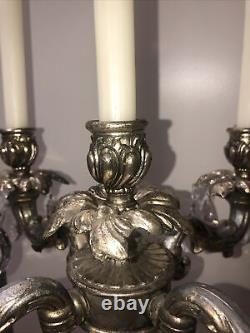 Antique/ Vintage Pair of Silver & Crystal 5 Lights Candelabra/Candle Holder 20