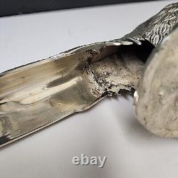 Antique Vintage Pair of Silver Plate Metal PHEASANT Sculptures 19x 5 x 3