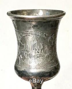 Antique Vintage Pre1899 Pair Russian Imperial Silver 84 Goblet Vodka Cup Beaker