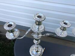 Antique Vintage Rare Pair Crescent Candelabras and Candlesticks Silver Plated