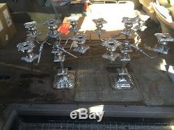 Antique Vintage Silver Plated 5 Lite Candelabra Pair