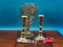 Antique Vintage Weighted Sterling Silver 925 Pair of Candlesticks/Holders 661g