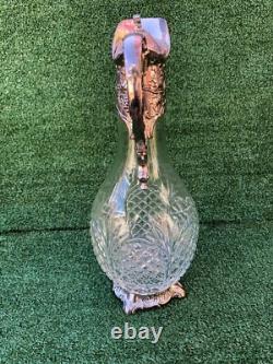Antique/ Vintage pair silver plate and glass claret jugs