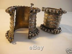 Antique silver bracelet pair, tribal India, Rajasthan, Gujrat, vintage bangles