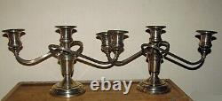 Antique vintage S Kirk & Son sterling silver pair 3 light candelabra weighted