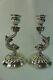 Antique/vintage Silver Pair Of Highly Detailed Fish Shaped Candle Stick Holders