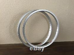 Araya 7x NOS Silver 20x1.75 36H Vintage Old School BMX Rim Hoop Wheel Set Pair