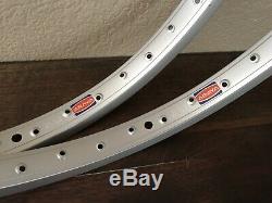 Araya 7x NOS Silver 20x1.75 36H Vintage Old School BMX Rim Hoop Wheel Set Pair