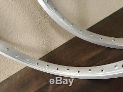 Araya 7x NOS Silver 20x1.75 36H Vintage Old School BMX Rim Hoop Wheel Set Pair