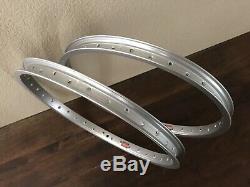 Araya 7x NOS Silver 20x1.75 36H Vintage Old School BMX Rim Hoop Wheel Set Pair
