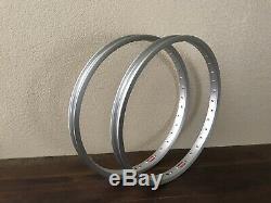 Araya 7x NOS Silver 20x1.75 36H Vintage Old School BMX Rim Hoop Wheel Set Pair