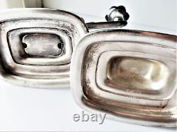 Art Deco Silver Plated Pair of Candle Holders Two Branch Vintage Silver Plated
