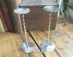 Attractive Pair of Vintage Solid Silver Candle Holders London 1980