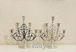 Authentic Magnificent Pair Tiffany & Co. Vintage Sterling Five Light Candelabra