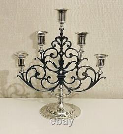 Authentic Magnificent Pair Tiffany & Co. Vintage Sterling Five Light Candelabra