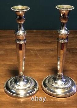 Beautiful Ant. Pair Of 12.5 19th Century Sheffield Plate Silver Candle Holders