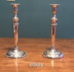Beautiful Ant. Pair Of 12.5 19th Century Sheffield Plate Silver Candle Holders