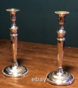 Beautiful Ant. Pair Of 12.5 19th Century Sheffield Plate Silver Candle Holders