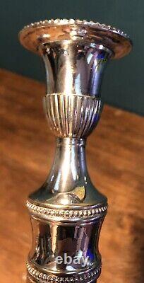Beautiful Ant. Pair Of 12.5 19th Century Sheffield Plate Silver Candle Holders