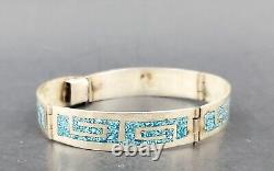 Beautiful Pair Of Sterling Silver & Turquoise Inlaid vintage Bracelets