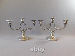 Beautiful Pair Vintage Hirsch-Fisher 3 Light Sterling Silver Candelabras 1163