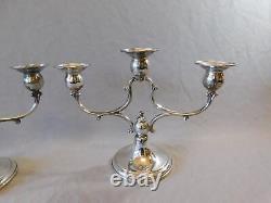 Beautiful Pair Vintage Hirsch-Fisher 3 Light Sterling Silver Candelabras 1163