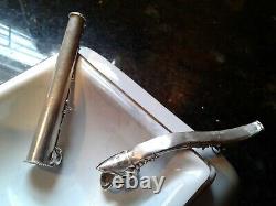 Beautiful Pair of Ornate Vintage Silver Cigarette Holders With Gems (1 Dragon)
