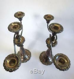 Beautiful Pair of Vintage Wallace Baroque 3 arm Silver Plate Candelabras 14