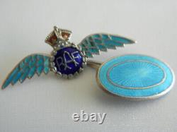 Beautiful Rare Pair Of Vintage Raf Wings Silver And Enamel Cufflinks