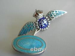 Beautiful Rare Pair Of Vintage Raf Wings Silver And Enamel Cufflinks