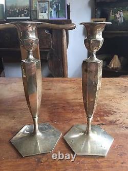 Beautiful Vintage Pair Of Sterling Silver Candle Sticks 9 1/2 Maker's Mark Logo