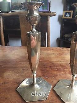 Beautiful Vintage Pair Of Sterling Silver Candle Sticks 9 1/2 Maker's Mark Logo