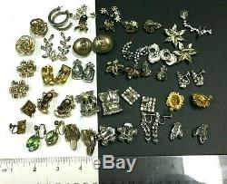 Better Vintage Rhinestone Clip Earring LOT, Glass Silver/Gold 25 Pair QQ157zz