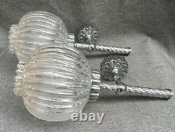 Big pair of vintage italian design sconces silver plated brass and glass Murano