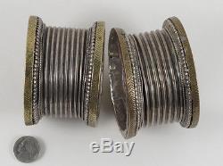 Brass and Silver Banjara Bracelet Pair/ Vintage Gujarat