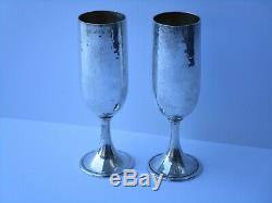 Buccellati Sterling Silver Cup Goblet Hammered 925 Rare Vintage Sculpture Pair