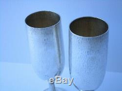 Buccellati Sterling Silver Cup Goblet Hammered 925 Rare Vintage Sculpture Pair