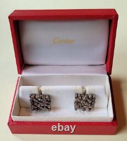 CARTIER Vintage 1970s Sterling Silver MENS CUFF LINKS & Original Box