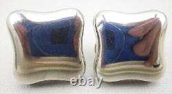 CLASSIC VINTAGE ANGELA CUMMINGS STERLING SILVER BUTTON EARRINGS With ORIG POUCH