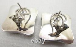 CLASSIC VINTAGE ANGELA CUMMINGS STERLING SILVER BUTTON EARRINGS With ORIG POUCH