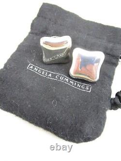 CLASSIC VINTAGE ANGELA CUMMINGS STERLING SILVER BUTTON EARRINGS With ORIG POUCH