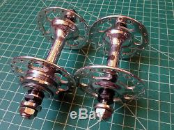 Campagnolo Record Pista 36H Vintage High Flange Track Hubs Pair Polished
