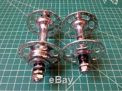 Campagnolo Record Pista 36H Vintage High Flange Track Hubs Pair Polished