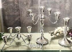 Candelabras Sterling Silver Duchin Creations Gadroon Weighted 5 Arm PAIR