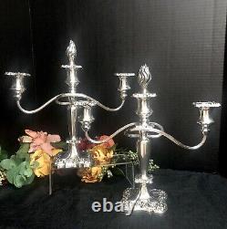 Candelabras Vintage Twisted Branch Silver Plated Heavy 3 Arm Old Rare a Pair