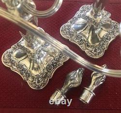 Candelabras Vintage Twisted Branch Silver Plated Heavy 3 Arm Old Rare a Pair