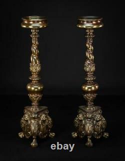 Candlesticks Pair Two French Vintage Baroque Bronze Candle Holders 22