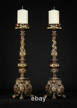 Candlesticks Pair Two French Vintage Baroque Bronze Candle Holders 22