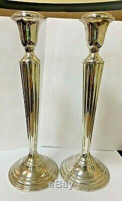 Cartier Pair Of Vintage Sterling Silver Weighted Candlestick Holders